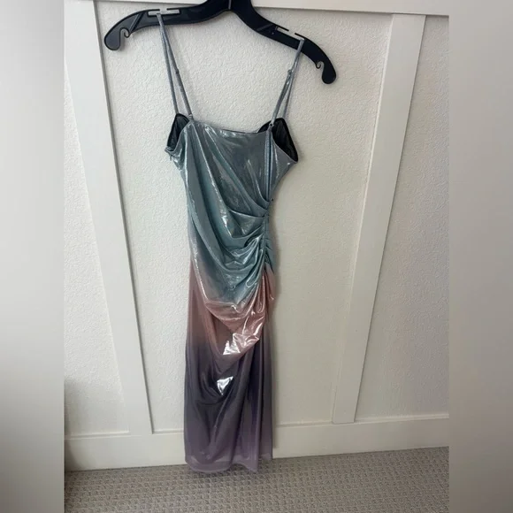FLEUR DU MAL Metallic Ombré Mesh Ruched Dress XS - Picture 5 of 7